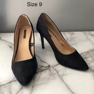 Black suede heels